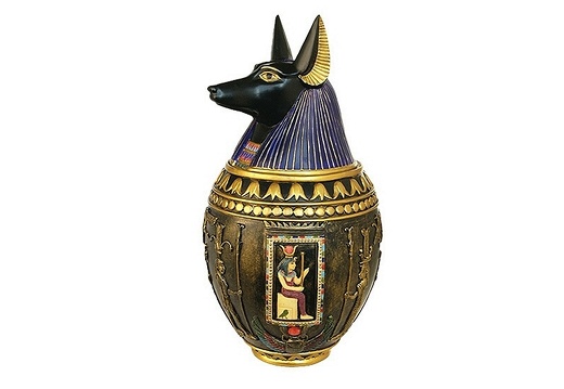 JJ1310 EGYPTIAN TOMB DOG VASE WITH OPENING TOP