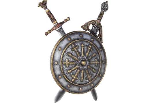 N229 MEDIEVAL KNIGHT IN AMOUR SWORDS SHIELD WALL MOUNTED 2