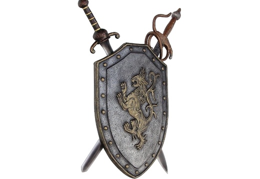 N230 MEDIEVAL KNIGHT IN AMOUR SWORDS SHIELD WALL MOUNTED 2