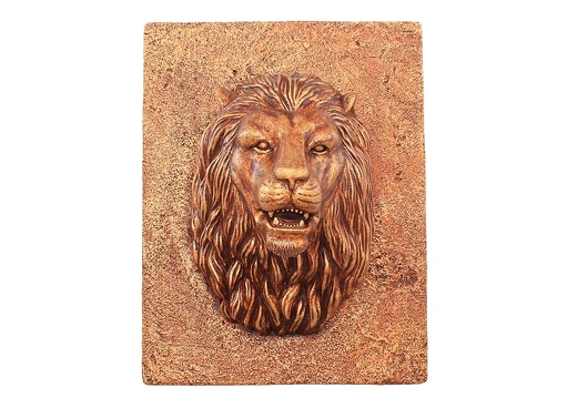 361 GOLD EFFECT LIONS HEAD ON STONE MOUNT AVAILABLE WITH WATER COMING FROM MOUTH 1
