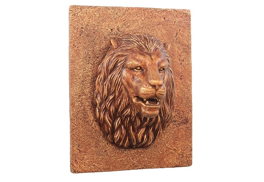 362 GOLD EFFECT LIONS HEAD ON STONE MOUNT AVAILABLE WITH WATER COMING FROM MOUTH 2