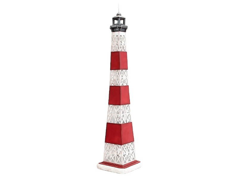 JBTH151_RED_WHITE_LIGHT_HOUSE_ON_MOUNTAIN_CLIFF_ROCK_BASE_6_FOOT_TALL.JPG