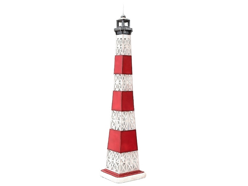 JBTH153_RED_WHITE_LIGHT_HOUSE_ON_MOUNTAIN_CLIFF_ROCK_BASE_9_FOOT_TALL.JPG