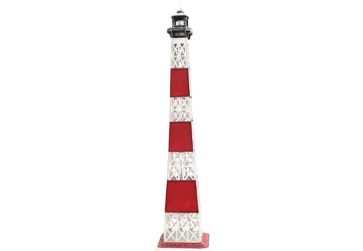 JBTH154 RED WHITE LIGHT HOUSE ON MOUNTAIN CLIFF ROCK BASE 11 FOOT TALL