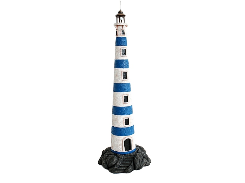 JBTH161_BLUE_WHITE_LIGHT_HOUSE_ON_MOUNTAIN_CLIFF_ROCK_BASE_WITH_STEPS_6_FOOT_TALL.JPG