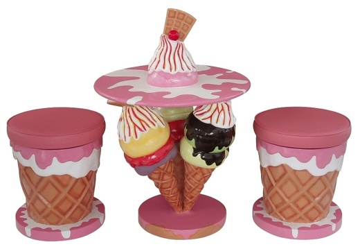 B0695 3D ICE CREAM DINING SET TABLE CHAIRS STOOLS 1