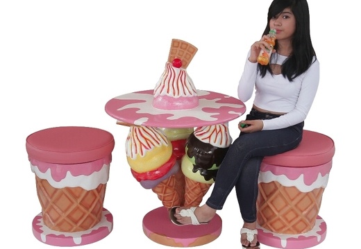 B0695 3D ICE CREAM DINING SET TABLE CHAIRS STOOLS 2