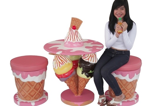 B0695 3D ICE CREAM DINING SET TABLE CHAIRS STOOLS 4