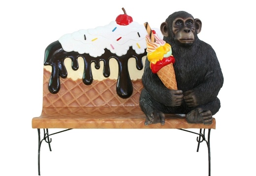 JBTH002 DELICIOUS LOOKING ICE CREAM BENCH WITH MALE MONKEY