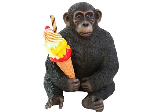 JBTH008 ADULT MONKEY WITH ICE CREAM WALL MOUNTED OR FREE STANDING