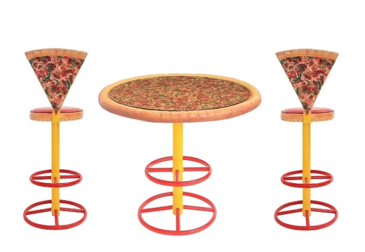 JBTH057A DELICIOUS LOOKING WHOLE PIZZA TABLE 2 PIZZA SLICE CHAIRS