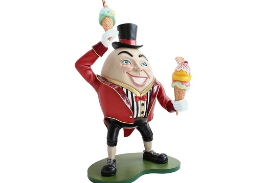 JBTH063 HUMPTY DUMPTY NURSERY RHYME STATUE WITH 2 DELICIOUS LOOKING ICE CREAM HAT ON 2