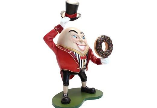 JBTH086 HUMPTY DUMPTY NURSERY RHYME STATUE WITH DELICIOUS LOOKING DOUGHNUT HAT OFF