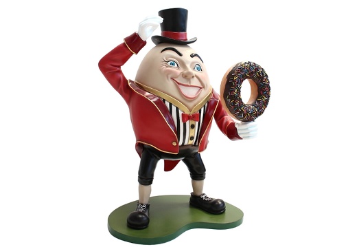 JBTH087 HUMPTY DUMPTY NURSERY RHYME STATUE WITH DELICIOUS LOOKING DOUGHNUT HAT ON