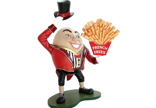 JBTH088 HUMPTY DUMPTY NURSERY RHYME STATUE WITH DELICIOUS LOOKING FRENCH FRIES HAT OFF