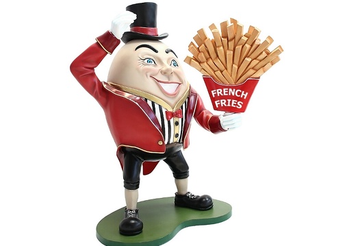 JBTH089 HUMPTY DUMPTY NURSERY RHYME STATUE WITH DELICIOUS LOOKING FRENCH FRIES HAT ON
