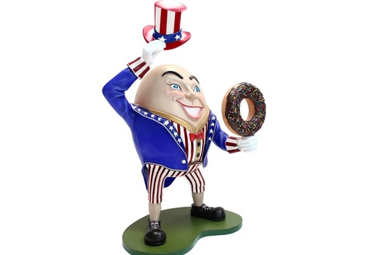 JBTH090 UNCLE SAM HUMPTY DUMPTY STATUE WITH DELICIOUS LOOKING DOUGHNUT HAT OFF