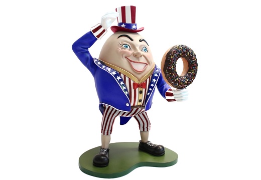 JBTH091 UNCLE SAM HUMPTY DUMPTY STATUE WITH DELICIOUS LOOKING DOUGHNUT HAT ON