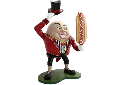 JBTH092 HUMPTY DUMPTY NURSERY RHYME STATUE WITH DELICIOUS LOOKING HOT DOG HAT OFF