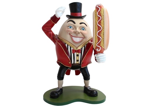 JBTH093 HUMPTY DUMPTY NURSERY RHYME STATUE WITH DELICIOUS LOOKING HOT DOG HAT ON
