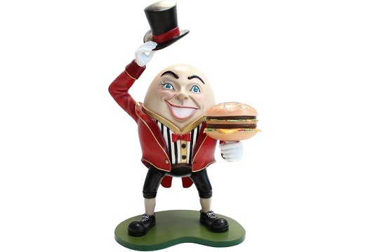 JBTH096 HUMPTY DUMPTY NURSERY RHYME STATUE WITH DELICIOUS LOOKING BURGER HAT OFF