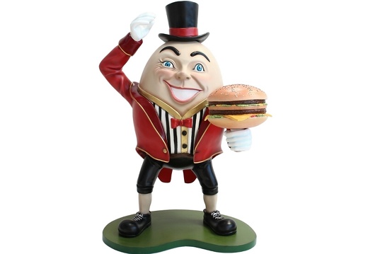 JBTH097 HUMPTY DUMPTY NURSERY RHYME STATUE WITH DELICIOUS LOOKING BURGER HAT ON