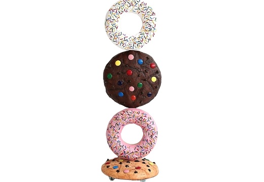 JBTH123 DELICIOUS COOKIE DOUGHNUTS ADVERTISING DISPLAY ALL ROTATE INDIVIDUALLY LOCKABLE CASTERS ON BASE