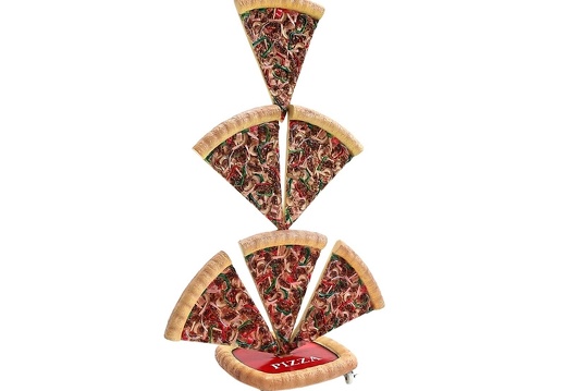 JBTH127 DELICIOUS PIZZA SLICES ADVERTISING DISPLAY LOCKABLE CASTERS ON BASE DOUBLE SIDED