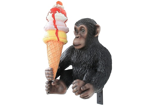 JBTH138 WALL MOUNTED BABY MONKEY HOLDING DELICIOUS ICE CREAM