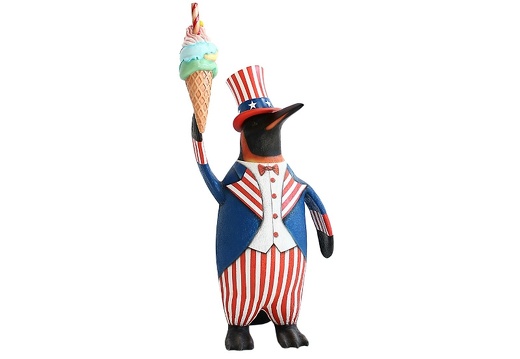 JBTH141 USA UNCLE SAM PENGUIN HOLDING A DELICIOUS LOOKING ICE CREAM
