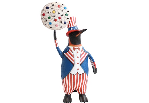 JBTH142 USA UNCLE SAM PENGUIN DELICIOUS LOOKING ROTATABLE CHOCOLATE CHIP COOKIE WHITE
