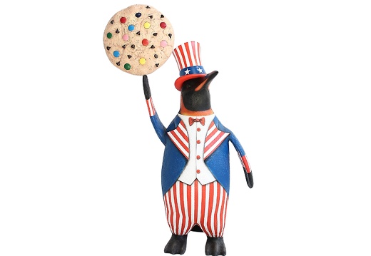 JBTH143 USA UNCLE SAM PENGUIN DELICIOUS LOOKING ROTATABLE CHOCOLATE CHIP COOKIE -LIGHT BROWN