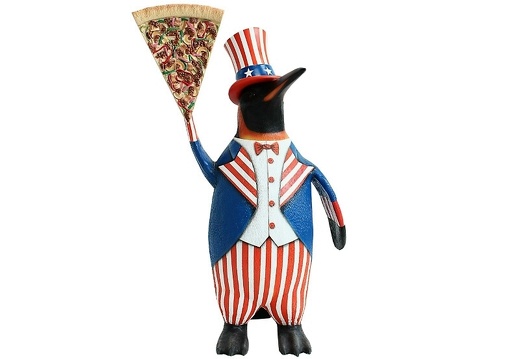 JBTH148 USA UNCLE SAM PENGUIN DELICIOUS LOOKING PIZZA SLICE