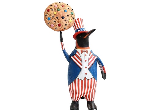 JBTH149 USA UNCLE SAM PENGUIN DELICIOUS LOOKING ROTATABLE CHOCOLATE CHIP COOKIE BROWN