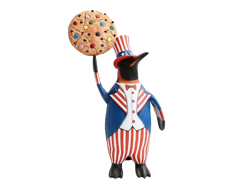 JBTH149_USA_UNCLE_SAM_PENGUIN_DELICIOUS_LOOKING_ROTATABLE_CHOCOLATE_CHIP_COOKIE_BROWN.JPG