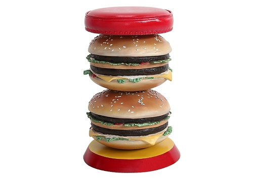 JBTH248 DELICIOUS LOOKING DOUBLE DECKER CHEESE BURGER STOOL ANY WORDS PAINTED 1