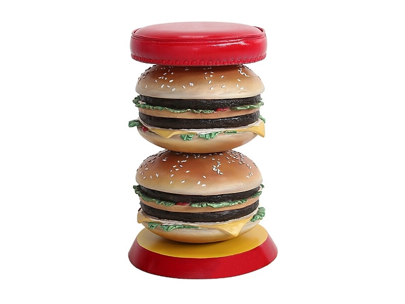 JBTH248_DELICIOUS_LOOKING_DOUBLE_DECKER_CHEESE_BURGER_STOOL_ANY_WORDS_PAINTED_1.JPG