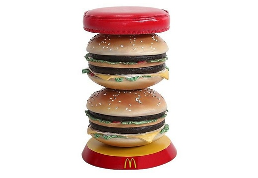 JBTH248 DELICIOUS LOOKING DOUBLE DECKER CHEESE BURGER STOOL ANY WORDS PAINTED 3