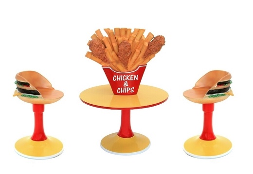 JBTH249D DELICIOUS LOOKING CHICKEN CHIPS TABLE 2 CHEESE BURGER CHAIRS