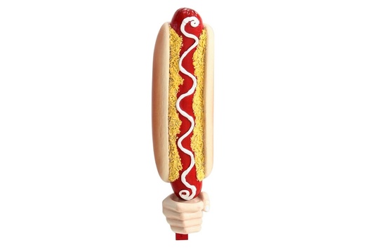 JBTH258A DELICIOUS LOOKING CHEESY HOT DOG IN LARGE HAND WALL MOUNTED 1