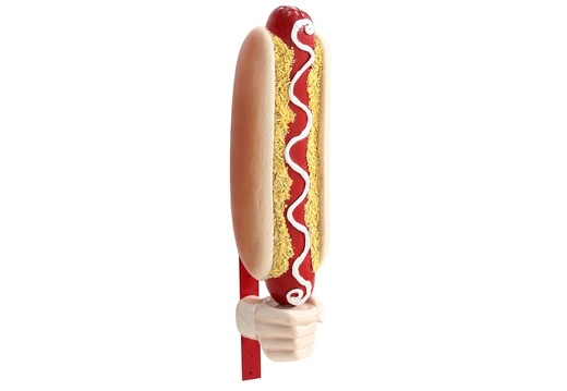 JBTH258A DELICIOUS LOOKING CHEESY HOT DOG IN LARGE HAND WALL MOUNTED 2