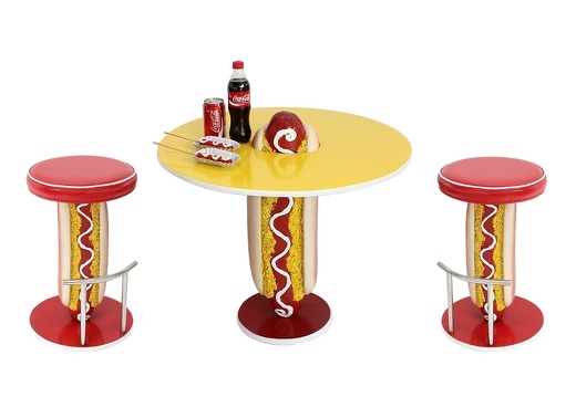 JBTH278D DELICIOUS LOOKING HOT DOG TABLE 2 HOT DOG CHAIRS