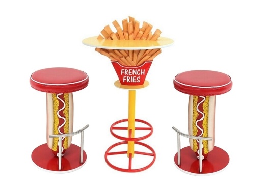 JBTH278G DELICIOUS LOOKING FRENCH FRIES TABLE 2 HOT DOG CHAIRS