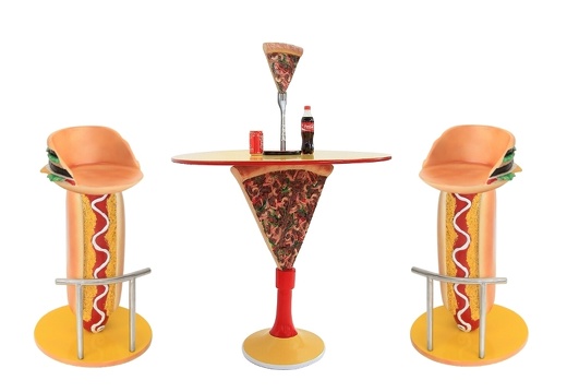 JBTH278H DELICIOUS LOOKING PIZZA SLICE TABLE 2 HOT DOG HAMBURGER CHAIRS