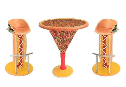 JBTH278I DELICIOUS LOOKING PIZZA TABLE 2 HOT DOG HAMBURGER CHAIRS