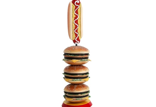 JBTH278 DELICIOUS LOOKING 3 TIER CHEESE BURGER HOT DOG ADVERTISING DISPLAY STAND
