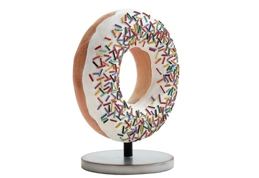 JBTH299 DELICIOUS LOOKING WHITE TOPPING DOUGHNUT COUNTER TOP ADVERTISING DISPLAY