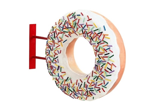 JBTH300 WALL MOUNTED DELICIOUS LOOKING WHITE TOPPING DOUGHNUT WALL MOUNTED ADVERTISING DISPLAY