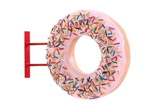 JBTH302 WALL MOUNTED DELICIOUS LOOKING PINK TOPPING DOUGHNUT WALL MOUNTED ADVERTISING DISPLAY
