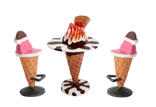 JBTH377E DELICIOUS LOOKING CHOCOLATE ICE CREAM TABLE WITH FLAKE TOPING 2 ICE CREAM CHAIRS ALL FLAVORS AVAILABLE